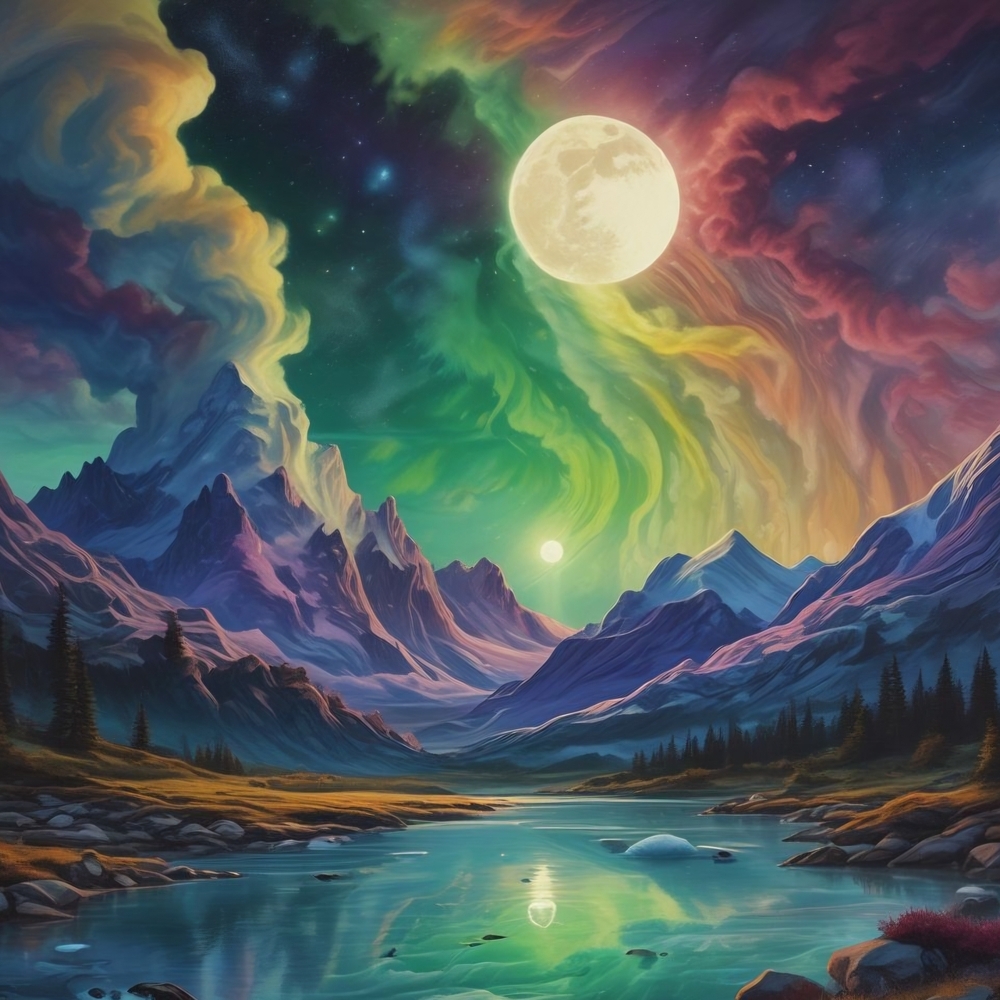 Lunar Glow Mountain Art Print